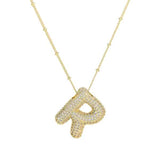 Gold Bling Bubble Initial Necklace