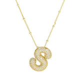 Gold Bling Bubble Initial Necklace