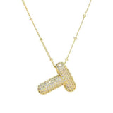 Gold Bling Bubble Initial Necklace