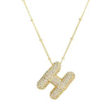 Gold Bling Bubble Initial Necklace