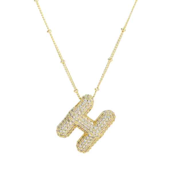 Gold Bling Bubble Initial Necklace
