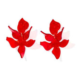 Pearlized Red Flora Earring