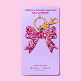 Pink Confetti Bow Keychain