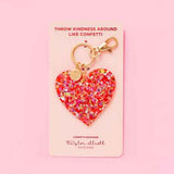 Red Hot Confetti Heart Keychain