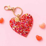 Red Hot Confetti Heart Keychain