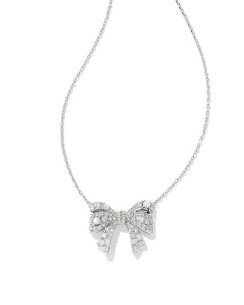 Kendra Scott: Rhodium Krista Bow Pendant Necklace