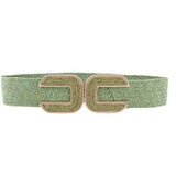 GREEN RAFFIA DOUBLE C BELT