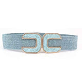 BLUE RAFFIA DOUBLE C BELT