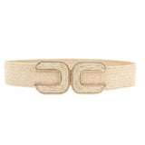 IVORY RAFFIA DOUBLE C BELT