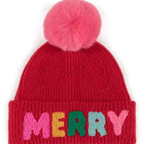 Red Merry Pom Pom Beanie