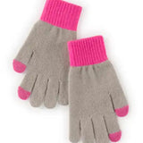 Grey & Pink Tinsley Touchscreen Gloves