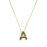 Gold Bubble Initial Necklace