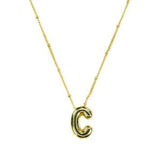 Gold Bubble Initial Necklace