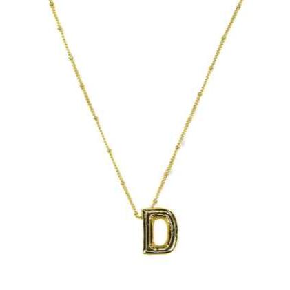 Gold Bubble Initial Necklace