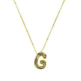 Gold Bubble Initial Necklace