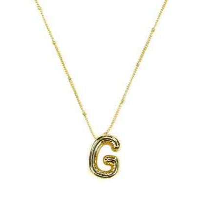 Gold Bubble Initial Necklace