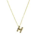 Gold Bubble Initial Necklace