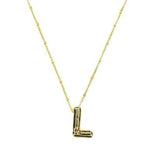 Gold Bubble Initial Necklace