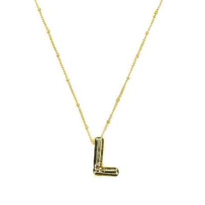 Gold Bubble Initial Necklace