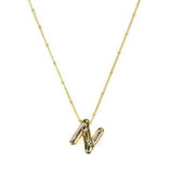 Gold Bubble Initial Necklace