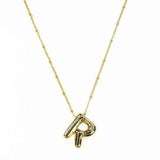 Gold Bubble Initial Necklace