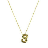 Gold Bubble Initial Necklace