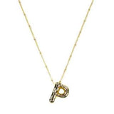 Gold Bubble Initial Necklace