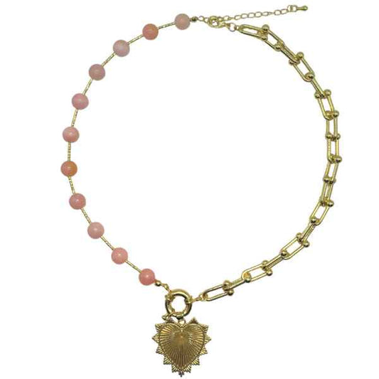 INTRICATE HEART CHARM NECKLACE PINK