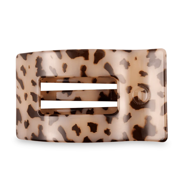 TELETIES: LARGE FLAT RECTANGLE HAIR CLIP- BLONDE TORTOISE