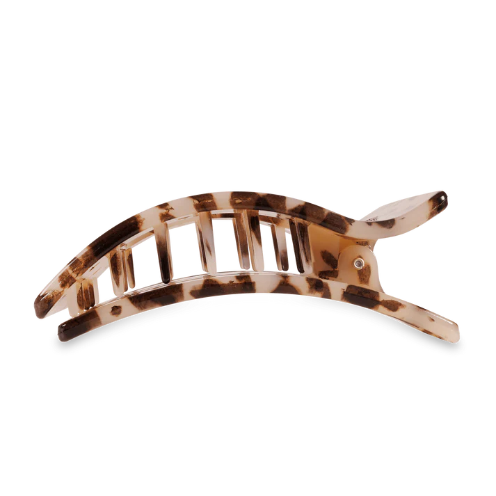 TELETIES: LARGE FLAT RECTANGLE HAIR CLIP- BLONDE TORTOISE