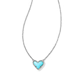 KENDRA SCOTT: ARI HEART PENDANT SILVER TURQUOISE