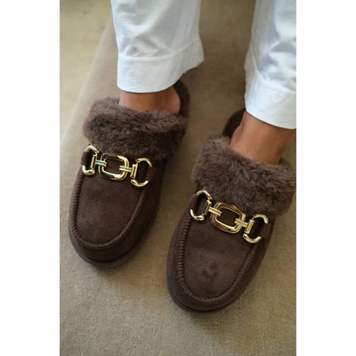 MATISSE FOOTWEAR: DAVOS LOUNGE MULE SLIPPER- CHOCOLATE