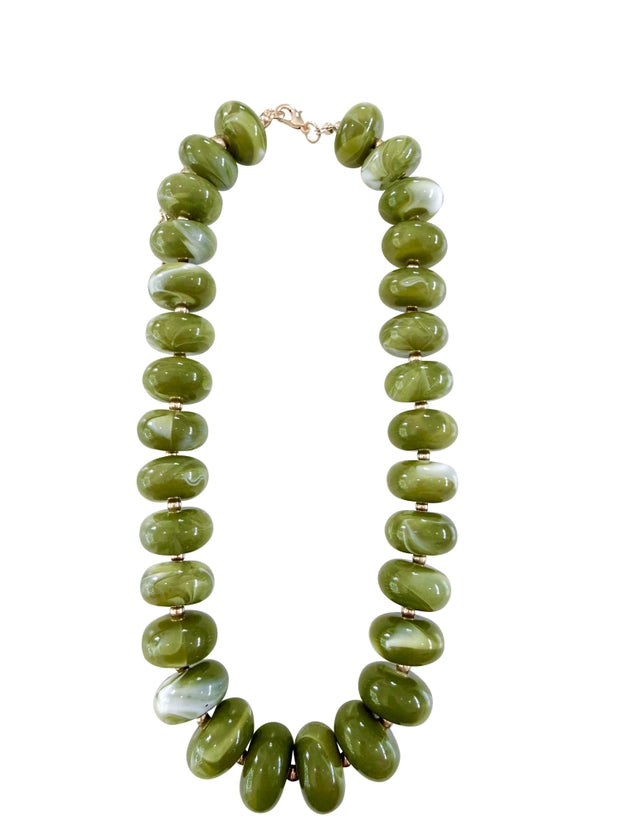 LIBERTY BEADED NECKLACE - LIGHT GREEN