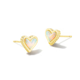 KENDRA SCOTT: FRAMED ARI HEART STUD GOLD