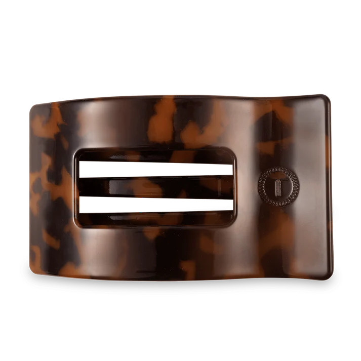 TELETIES: LARGE FLAT RECTANGLE HAIR CLIP- TORTOISE