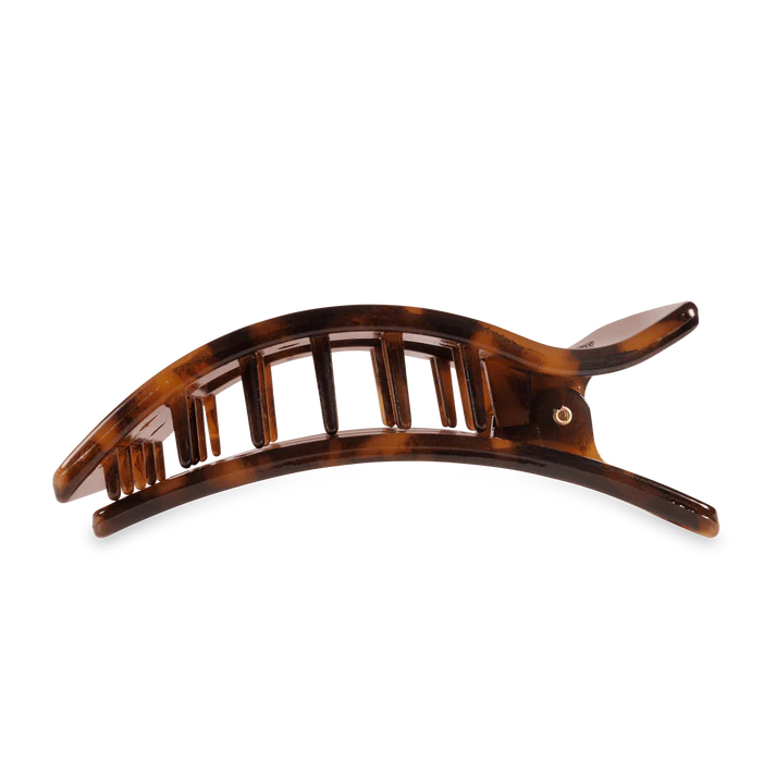 TELETIES: LARGE FLAT RECTANGLE HAIR CLIP- TORTOISE