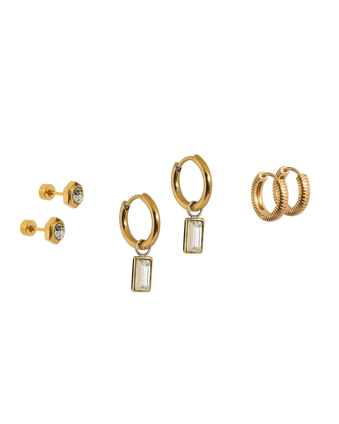 Huggie &amp; Screwback Stud Set - Boston