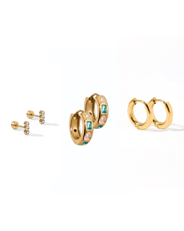 Huggie &amp; Screwback Stud Set - Miami