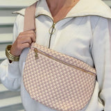 CHECKERED BLUSH WOVEN BUM BAG