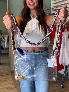 SCARF CHAIN GAMEDAY PURSE STRAP: PURPLE
