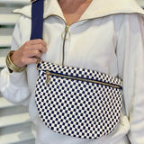 CHECKERED NAVY WOVEN BUM BAG