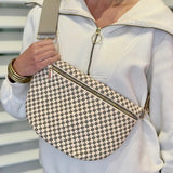 CHECKERED GRAY WOVEN BUM BAG