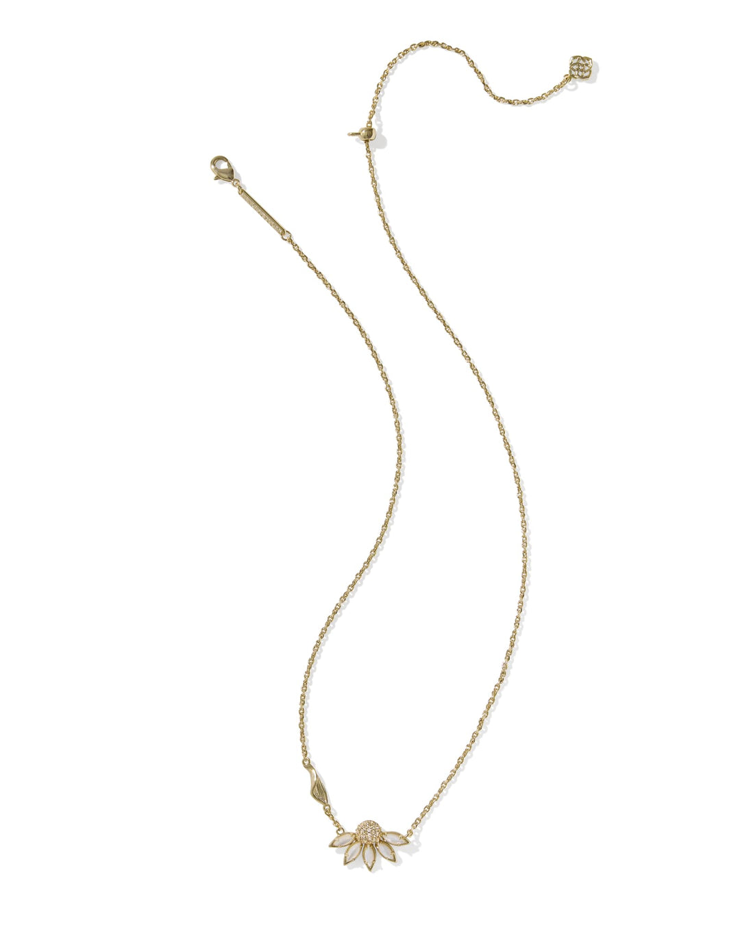 KENDRA SCOTT: ANYA FLOWER GOLD SHORT PENDANT- IVORY MIX