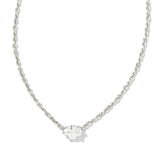 KENDRA SCOTT: Cailin Pendant Necklace Rhodium/White CZ