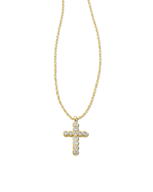 Kendra Scott: Crystal Cross Pendant in Gold