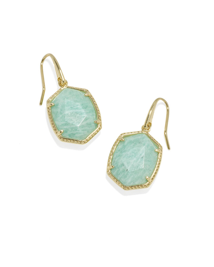 KENDRA SCOTT: DAPHNE GOLD FRAME DROP EARRINGS- TEAL AMAZONITE