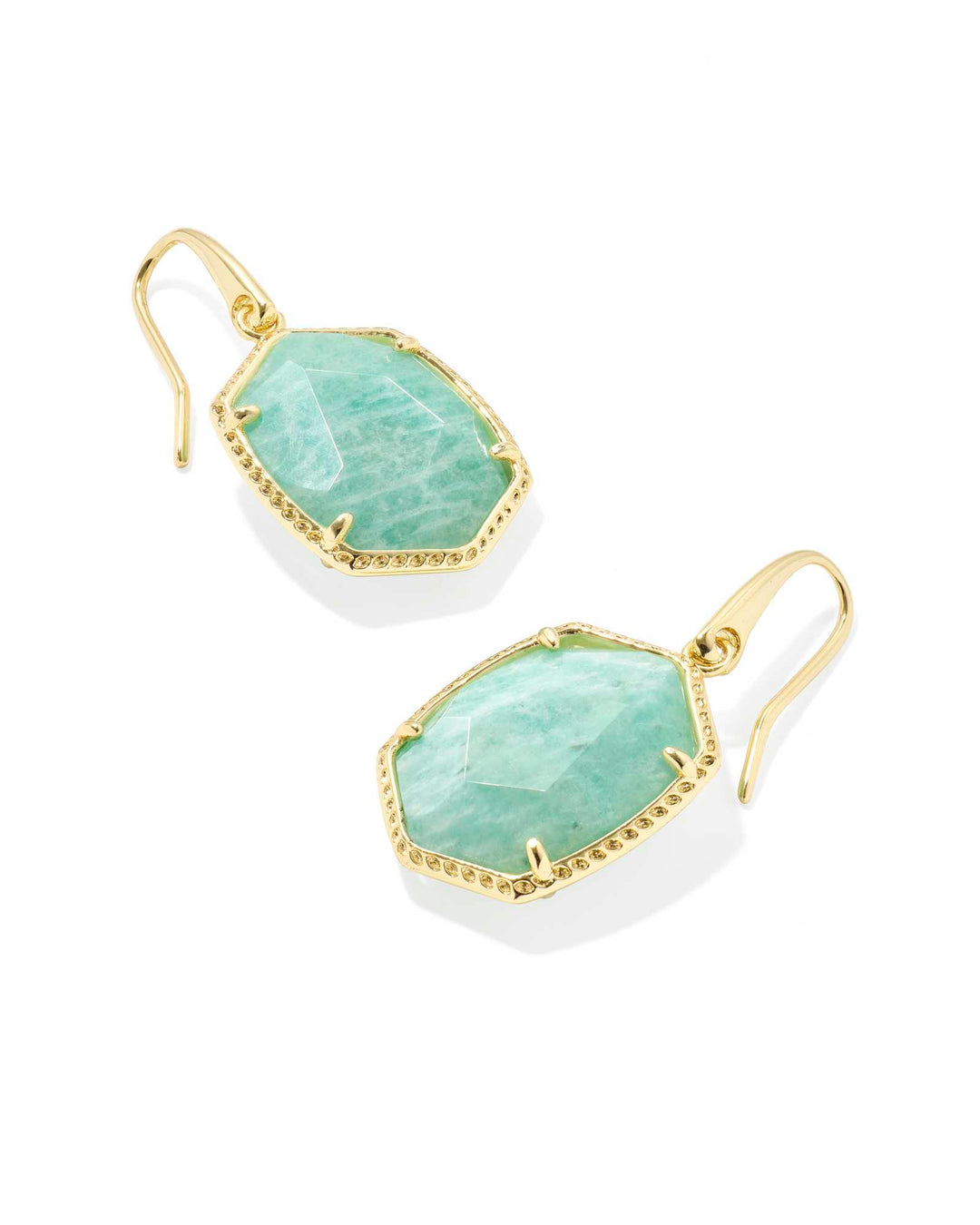 KENDRA SCOTT: DAPHNE GOLD FRAME DROP EARRINGS- TEAL AMAZONITE