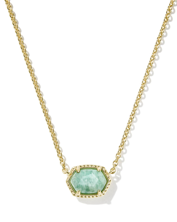 KENDRA SCOTT: DAPHNE GOLD FRAME SHORT PENDANT NECKLACE- TEAL AMAZONITE