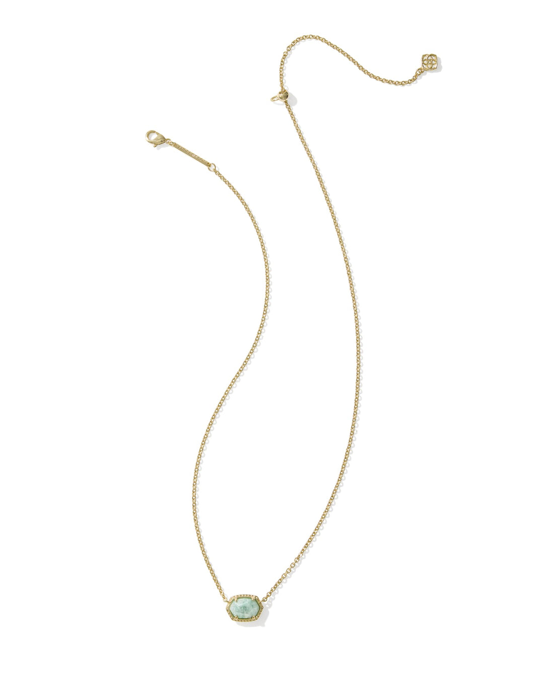 KENDRA SCOTT: DAPHNE GOLD FRAME SHORT PENDANT NECKLACE- TEAL AMAZONITE