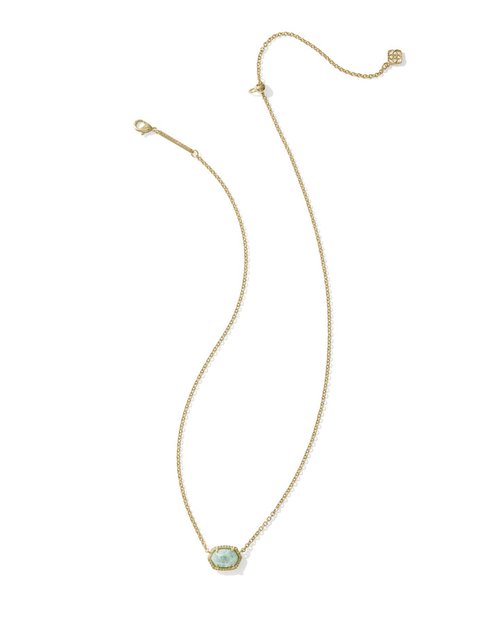 KENDRA SCOTT: DAPHNE GOLD FRAME SHORT PENDANT NECKLACE- TEAL AMAZONITE